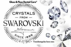 Swarovski crystal tooth jewelry at Gloss & Floss Dental Care in Stockholm