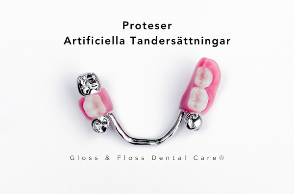 En delprotes i metall med rosa bas och konstgjorda tänder, framtagen för att ersätta saknade tänder.