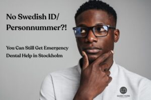Man thinking with hand on chin — Emergency dental care in Stockholm without Swedish personnummer